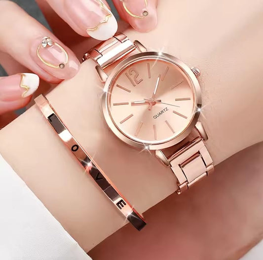 Fashion women Elageant watch causal simple steel strap quartz watch