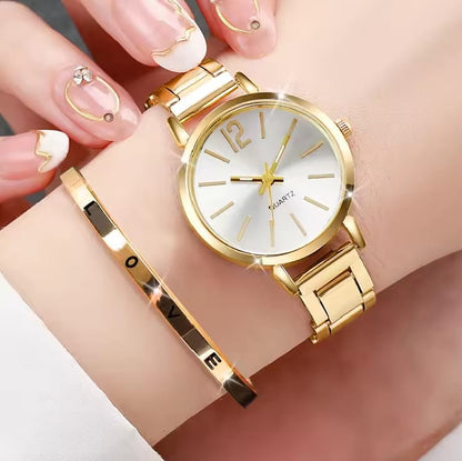 Fashion women Elageant watch causal simple steel strap quartz watch