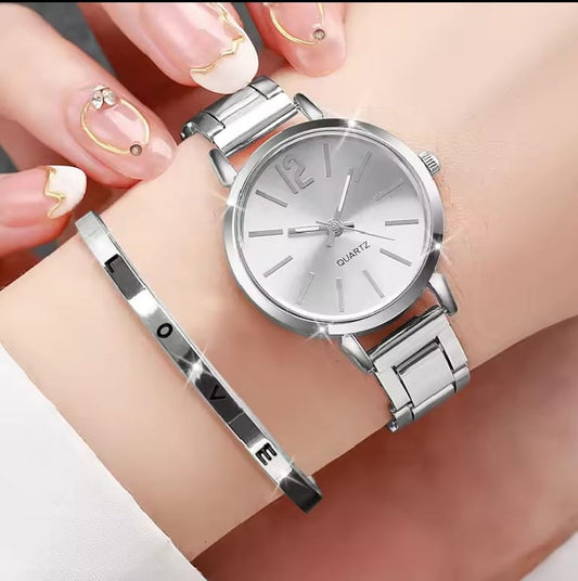 Fashion women Elageant watch causal simple steel strap quartz watch